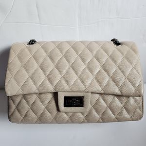 Forever21 Faux Leather Cream/Light taupe Quilted Purse